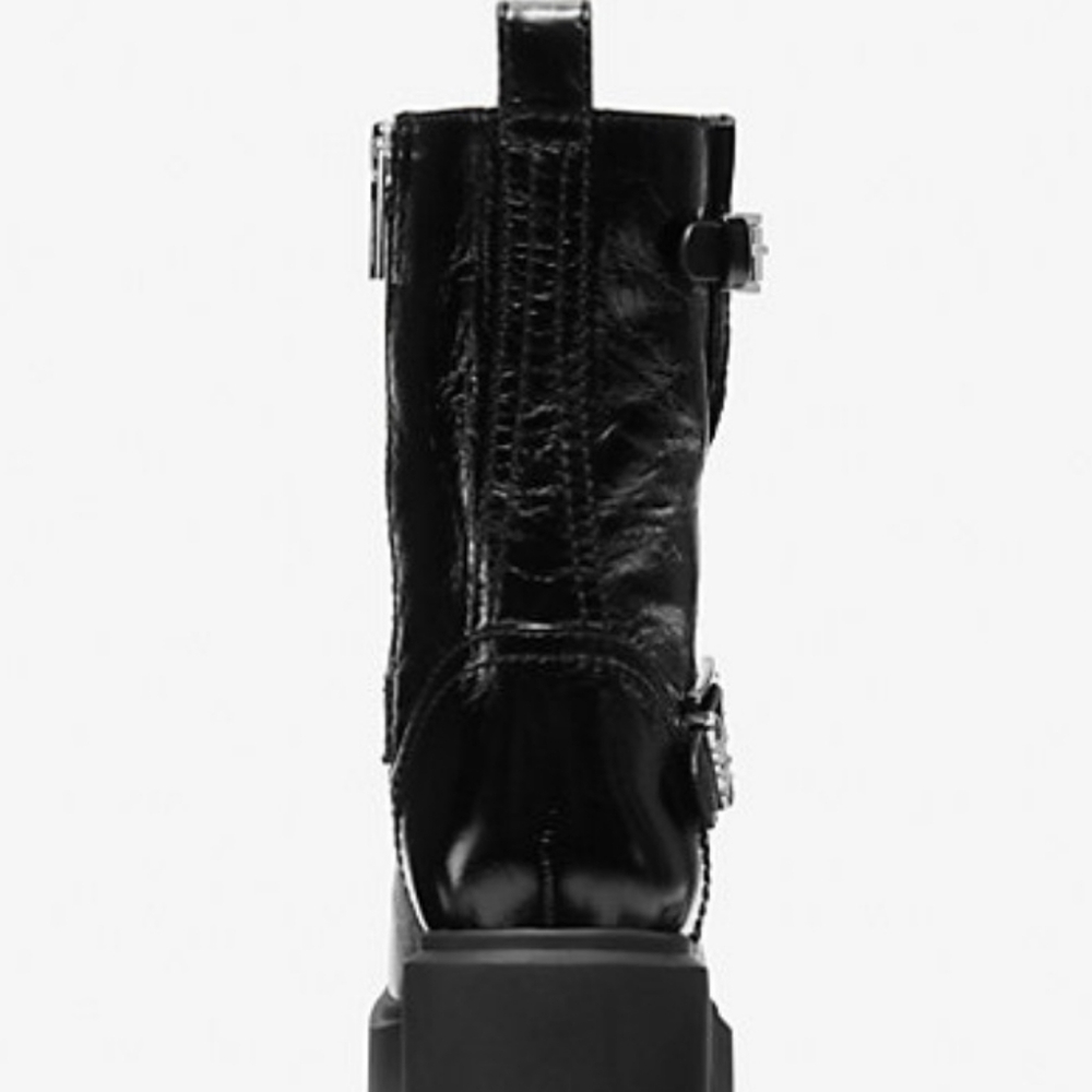 New Women's Michael Kors Perry Crinkled Patent Leather Boot - Picture 4 of 16